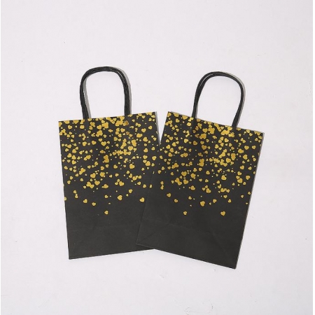 Customized Paper Bag With Handle Luxury Shopping Retail Hard Kraft Packaging Bag Gold Foil 