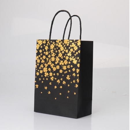 Customized Paper Bag With Handle Luxury Shopping Retail Hard Kraft Packaging Bag Gold Foil 